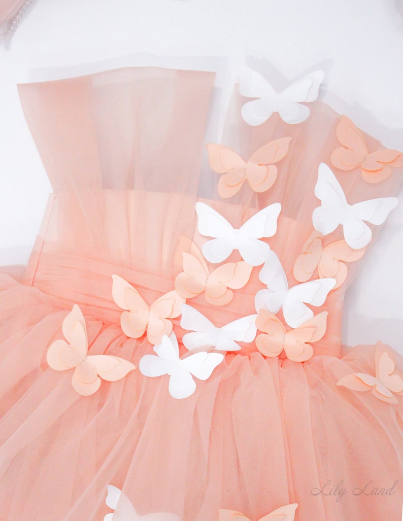 Butterfly style baby birthday dress flower girl dress with butterflies princess butterfly first birthday dress Birthday baby girl dress