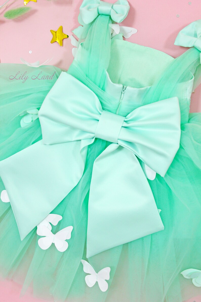 Mint Baby Birthday Dress Butterfly Style Baby Girl Birthday Etsy