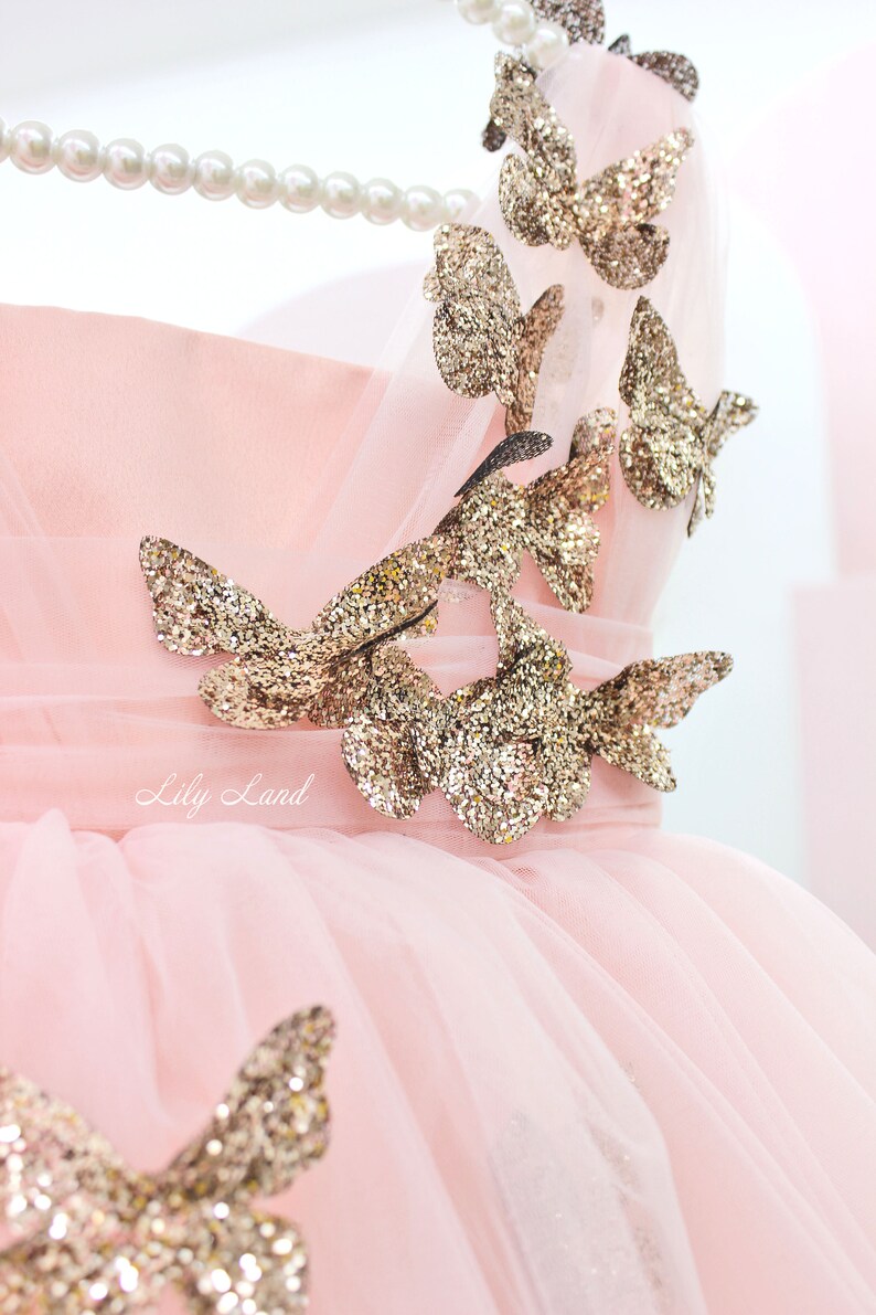 Gold Butterfly Baby Birthday Dress Birthday Baby Girl Dress Etsy