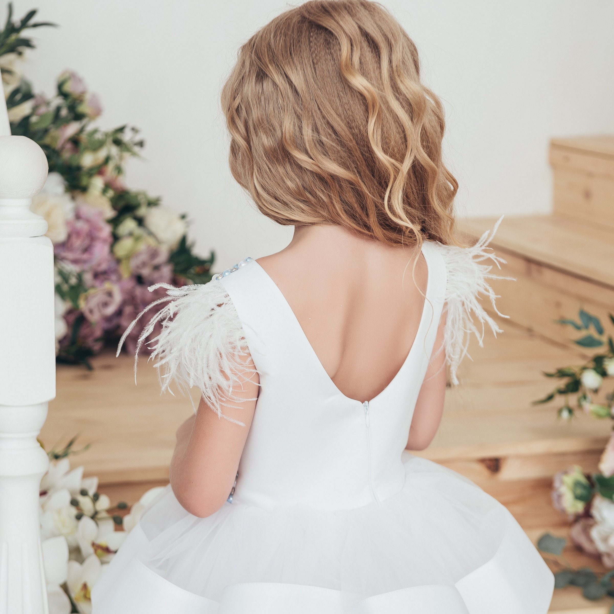 Cute Girl Birthday Dress Flower Girl White Wedding Dress main image 1