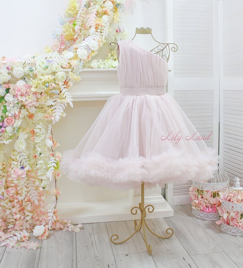 One Shoulder Baby Dress Birthday Baby Girl Dress Puffy Etsy