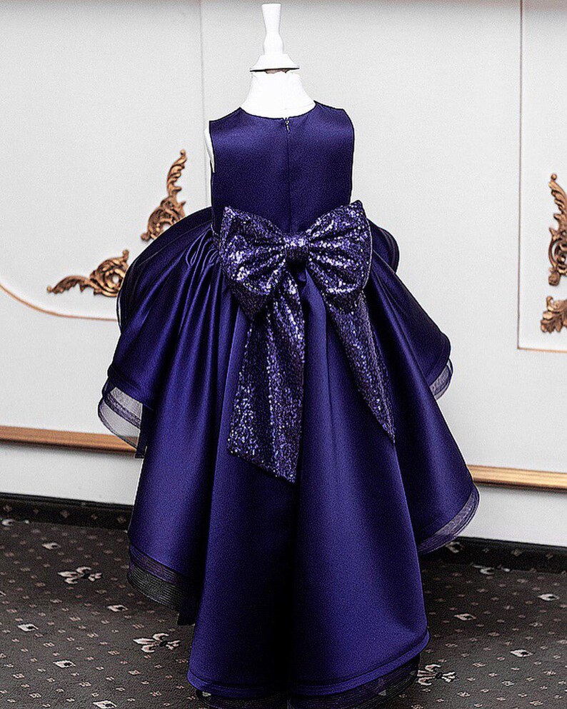 Royal blue girl dress elegant bow knot girls dress ball gown | Etsy