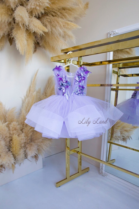 Lilac Tutu Tulle Dress for Baby Girl Birthday Girl Dress Flower Girl Dress With 3D Floral Lace Short Puffy Prom Dress Etsy UK