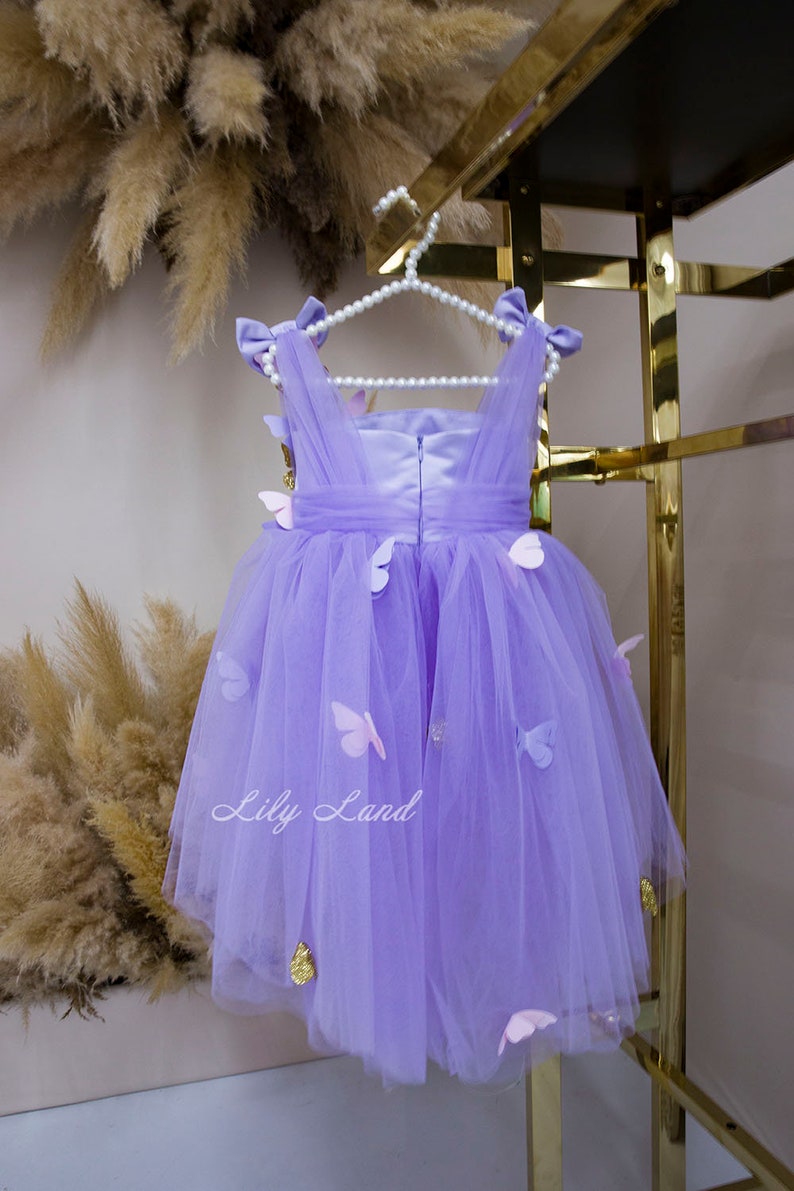 Lavender With Gold Butterfly Birthday Dress Flower Girl Etsy