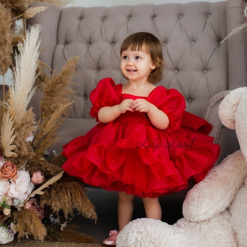red dress with tutu Outcast - Mini style skirt and is finished with a decorative bow Petite Hailey Girl's FRILL LAYERED