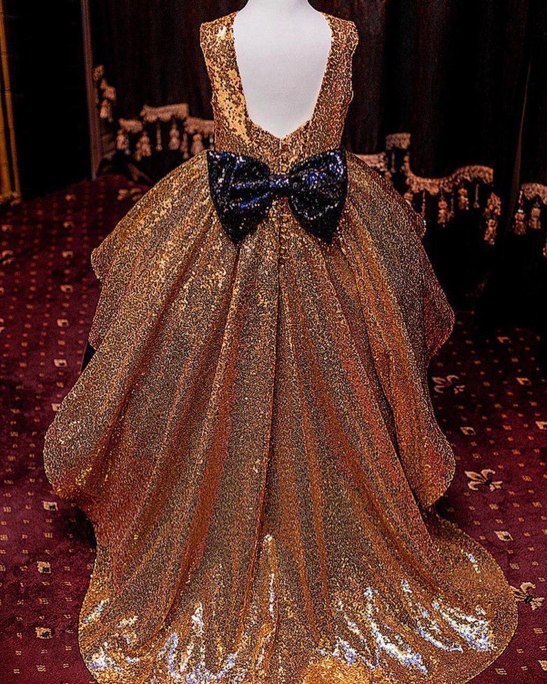 Gold sparkle dress for girl sequined dresses flower Etsy