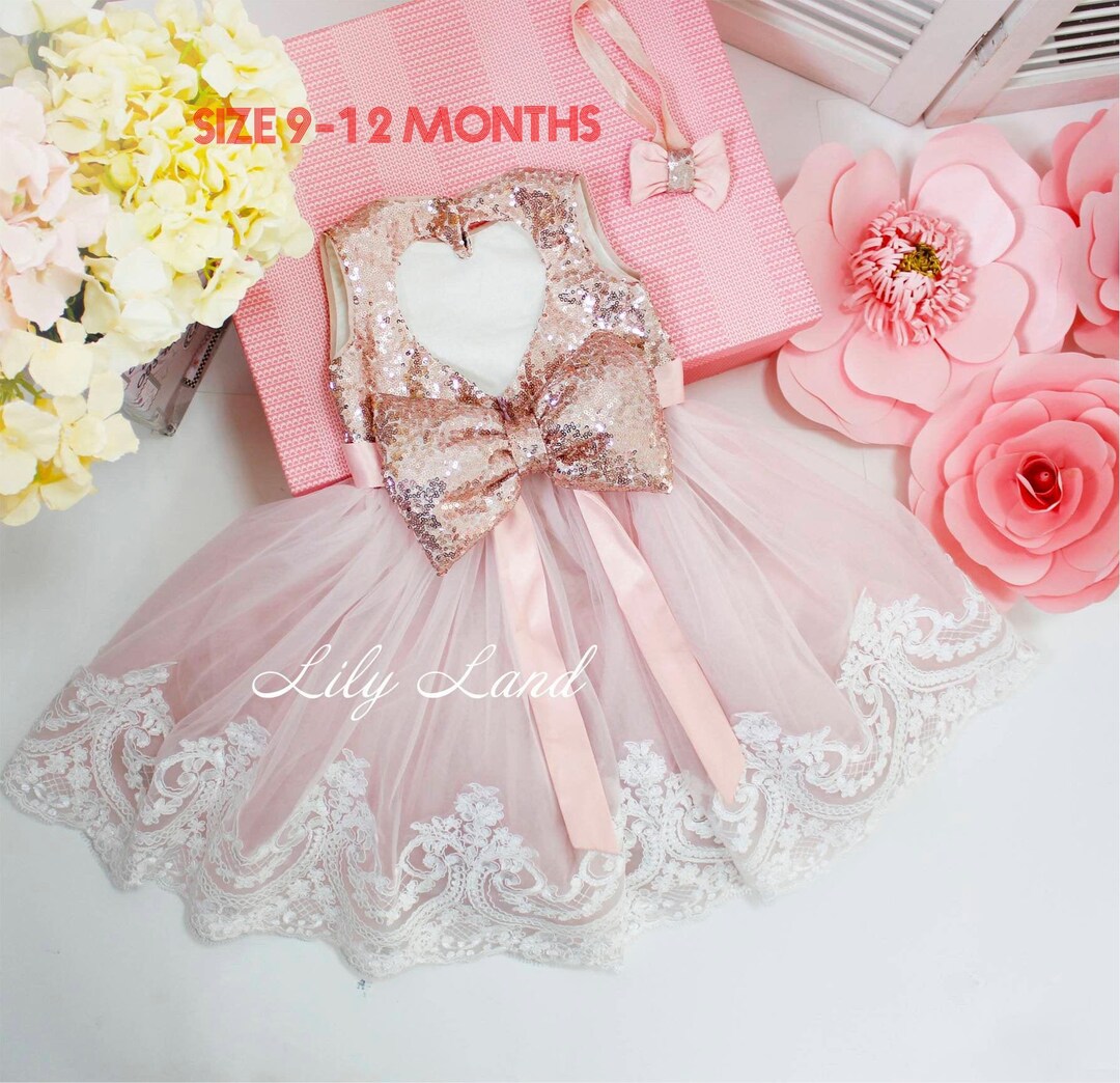 1st Birthday Baby Dress Open Heart Back Baby Dress Birthday Outfit