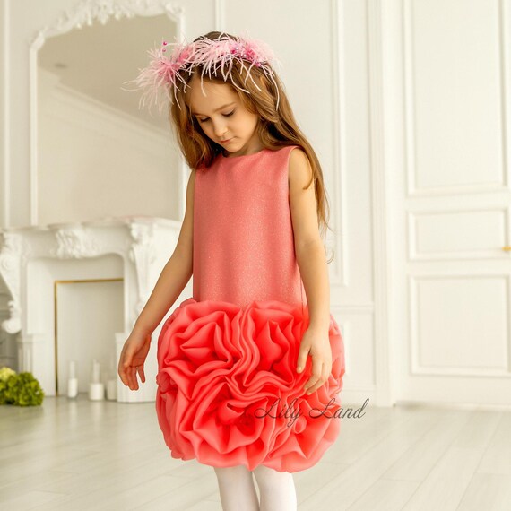Orange Glitter Birthday Party Dress, Prom Dance Special Occasion Gown, Tutu Toddler Baby Pageant Dress, Graduation Flower Girl Apparel