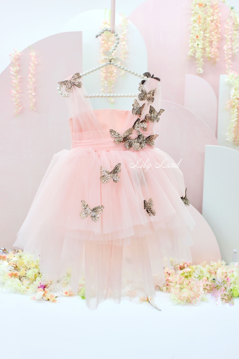 Gold Butterfly Baby Birthday Dress Birthday Baby Girl Dress Etsy