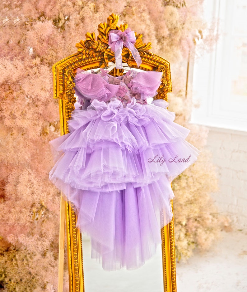 Lilac Birthday Girl Dress Flower Girl Dress Floral Dress Etsy