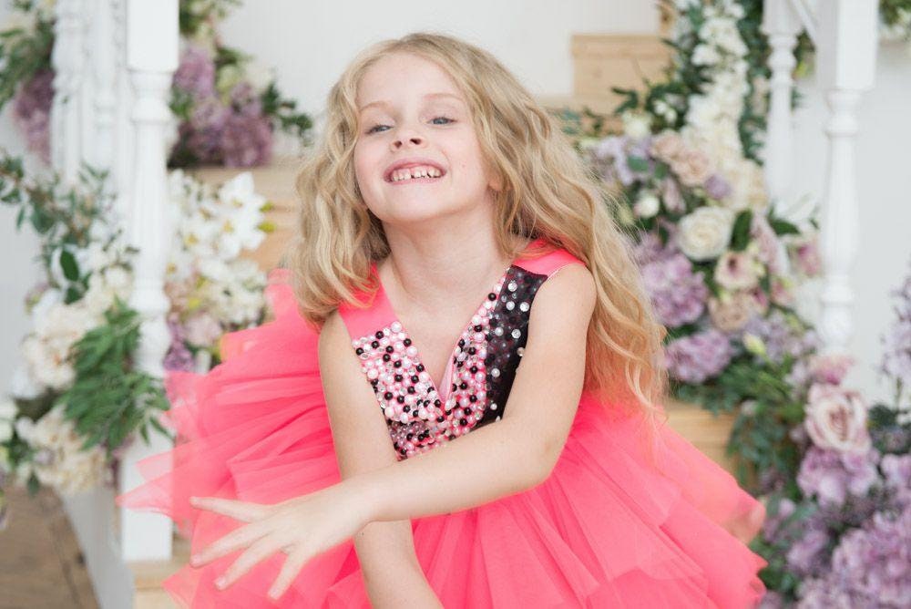 Rosa und schwarzes Mädchenkleid mit Perlen flauschiges Tüll | Etsy