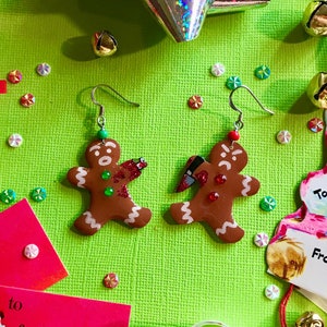 GRUESOME GINGERDEAD GUYS gingerbread cookie earrings- lightweight fashion accessory