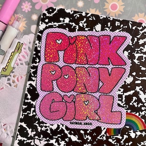 PINK PONY GIRL sparkly waterproof vinyl sticker