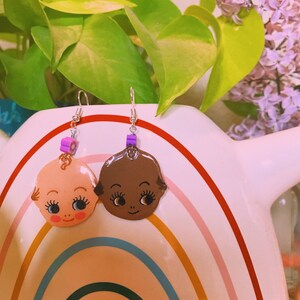 kewpie baby hand painted kewpie doll earrings