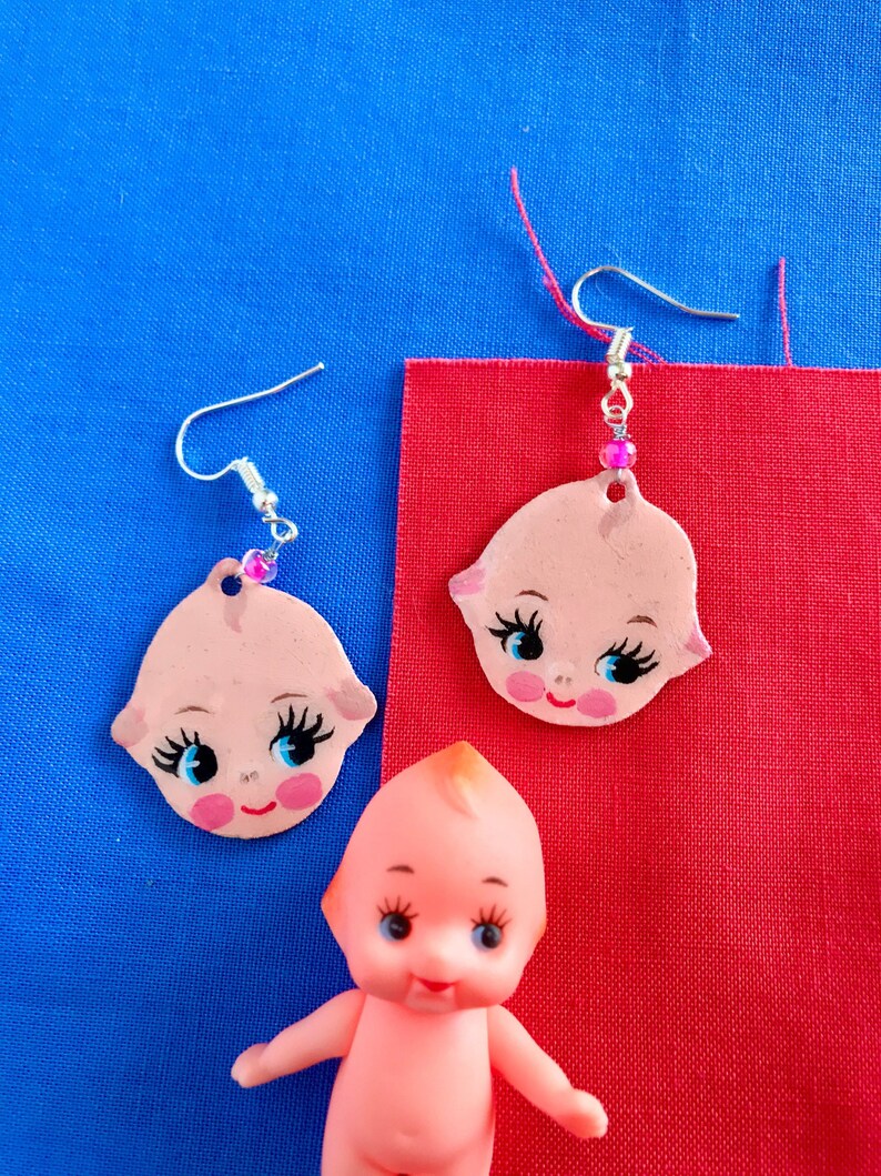 Kewpie Baby Hand Painted Kewpie Doll Earrings Etsy
