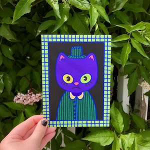 spooky hotel cat 5x7 art print