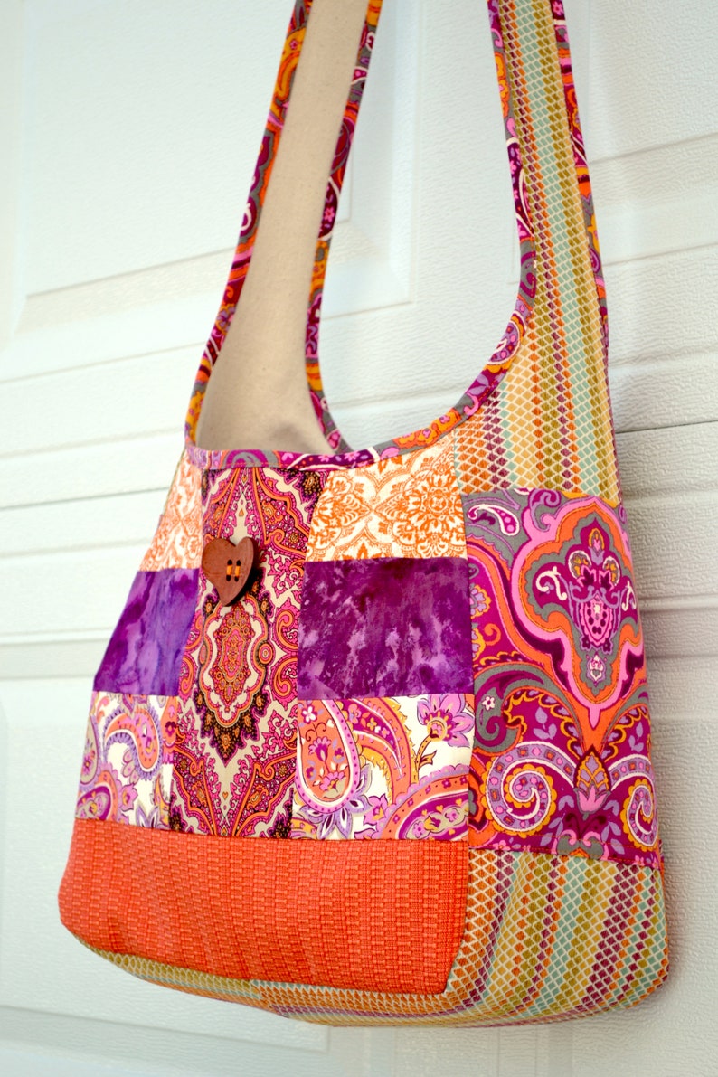 Custom Hippie Slouch Crossbody Bag Purse in Colorful Patchwork - Etsy