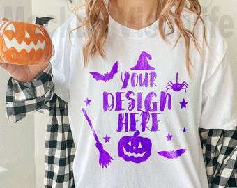 Comfort Colors 1717 White T-Shirt Mockup | Comfort Colors T-shirt Mockup | Oversized Shirt Mockup | Spooky Mockup | Halloween Mockup