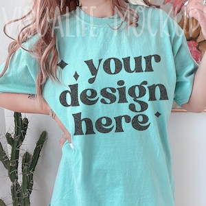 Comfort Colors C1717 | Chalky Mint Shirt Mockup | Comfort Color Shirt | Model Mockup| Comfort Colors mockup | Easter mockup