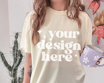 Comfort Colors C1717 / Banana Shirt Mockup / Comfort Color Banana Shirt / Model Mockup / Comfort Color mockup / Easter mockup