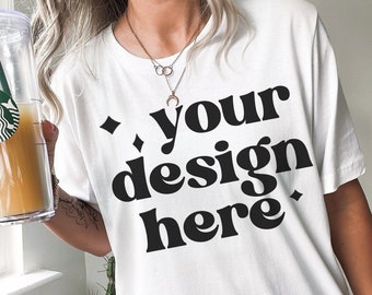 White Bella Canvas 3001 Mockup | Bella and Canvas t-shirt Mockup | White tshirt Mockup | Unisex T-shirt | Flat Lay | Model Mockup Oversized