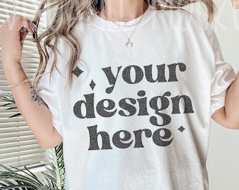 Comfort Colors C1717 | White Shirt Mockup | Comfort Color White Shirt | Model Mockup| Comfort Color mockup| Easter mockup