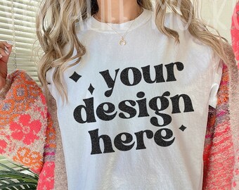 Comfort Colors C1717 | White Shirt Mockup | Comfort Color White Shirt | Model Mockup| Comfort Color mockup| Easter mockup