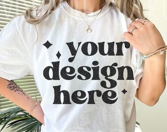 Comfort Colors C1717 | White Shirt Mockup | Comfort Color White Shirt | Model Mockup| Comfort Color mockup| Easter mockup