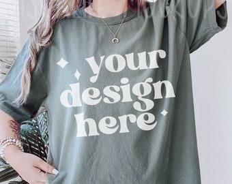 Comfort Colors C1717 | Sage Shirt Mockup | Comfort Color Sage Shirt |Oversized Mockup | Model Mockup| Comfort Color mockup| Easter mockup
