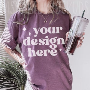 Comfort Colors C1717 | Berry Shirt Mockup | Comfort Color Berry Shirt |Oversized Mockup | Model Mockup| Comfort Color mockup| Easter mockup