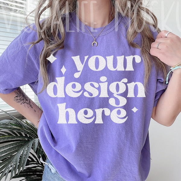 Comfort Colors C1717 | Violet Shirt Mockup | Comfort Color Violet Shirt | Model Mockup| Comfort Color mockup| Easter mockup