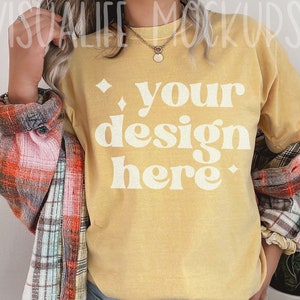 Comfort Colors C1717 | Mustard Shirt Mockup | Comfort Color Mustard Shirt | Model Mockup| Comfort Color mockup| Easter mockup