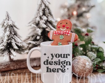 Kerst mok mockup, 11oz koffiemok mockup, vakantie mok mockup, Winter mok mockup, digitale mockup downloaden