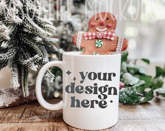 Kerst mok mockup, 11oz koffiemok mockup, vakantie mok mockup, Winter mok mockup, digitale mockup downloaden