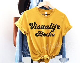bella canvas 3001 Heather Mustard Mockup Bella Canvas 3001 Mockup Summer Mockup 3001 Mockup Hanging Shirt Mockup