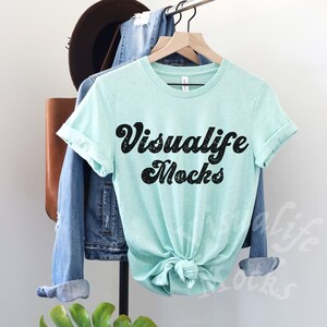 bella canvas 3001 Heather Prism Mint Mockup Bella Canvas 3001 Mockup Summer Mockup 3001 Mockup Hanging Shirt Mockup