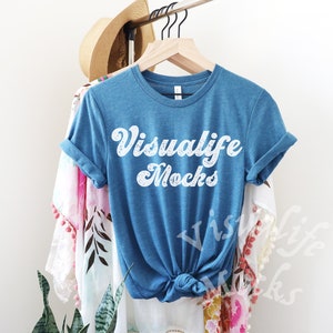 bella canvas 3001 Heather Deep Teal Mockup Bella Canvas 3001 Mockup Summer Mockup 3001 Mockup Hanging Shirt Mockup