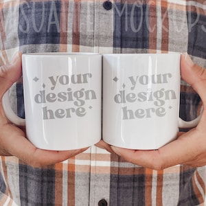 11 oz. Ceramic Mug Mockup 2 White Coffee Mugs Mockup Styled Stock Photo Model Mug Mockup Front and Back Mug Mockup