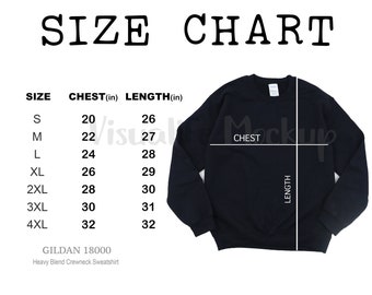 Gildan Size Chart | Crew Neck Sweatshirt 18000 Unisex | Gildan Sweatshirt Size Chart | Gildan 18000 Size Chart | Gildan sizing