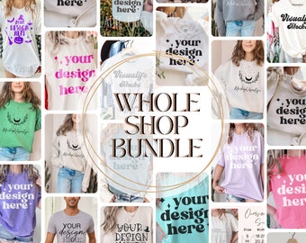 Whole Shop Mockup Bundle, Full-Access Digital Mock Ups, Mega Shop Bundle,Lifestyle Mock-ups, Bella Canvas 3001, Model Mockup, Gildan 18000