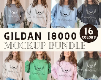 Gildan 18000 Sweatshirt Mockup Bundle G180 Crewneck Mock-up Bundle Model Mockup Minimal Simple Gildan 18000 Mocks