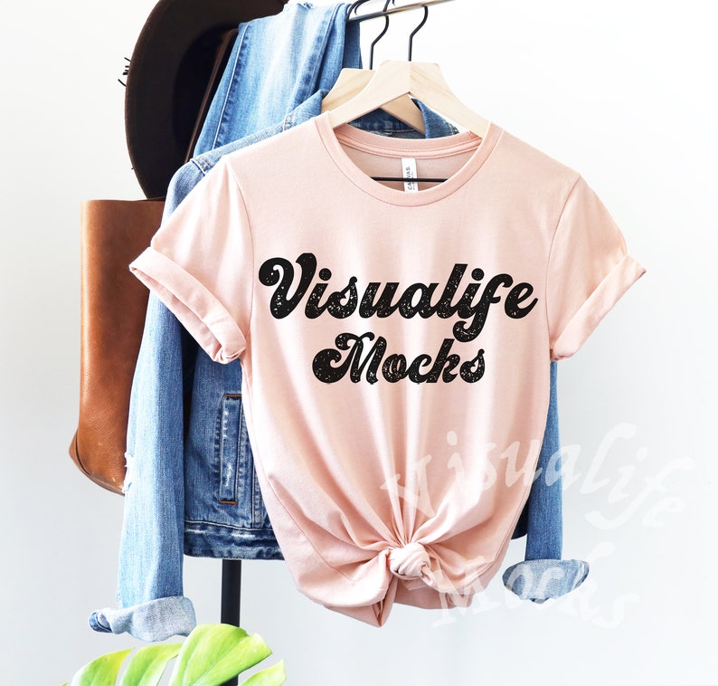 Bella canvas 3001 T-shirt Mockup Heather Peach