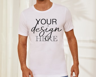 Bella Canvas 3001 White Tshirt Mockup 3001 White T-shirt Mock-up Real Model Mock Simple Aesthetic White Bella Canvas Shirt Mock