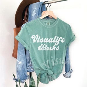 Comfort Colors tshirt Mockup | Bella Canvas 3001 Mockup Green | Light Green 1717 T-shirt Hanger Mockup | Digital