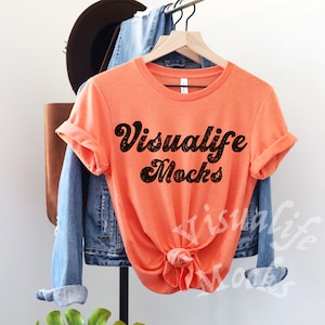 bella canvas 3001 Heather Orange Mockup Bella Canvas 3001 Mockup Summer Mockup 3001 Mockup Hanging Shirt Mockup