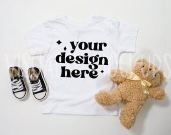Bella Canvas 3001T Mockup White | Flat Lay  mockup| Bella Canvas Toddler Tee Mockup | kids T Shirt Mockup | White T-shirt Mockup