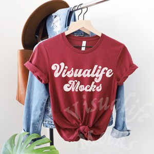 Bella Canvas 3001 Mockup | Hanging Mockup | Tied T Shirt Mockup | 3001 heather maroon Mockup | | Bella Canvas T Shirt Mockup