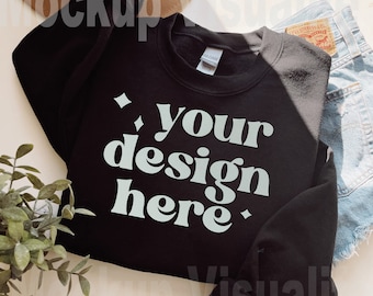 Gildan 18000 mockup Black Gildan mockup Gildan Black Sweatshirt Mockup Black Gildan Crewneck Mockups