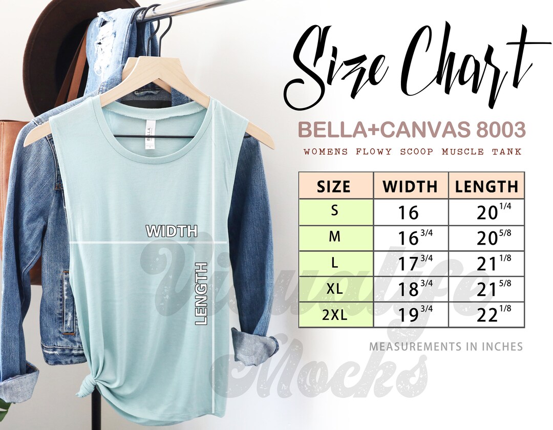 Bella Canvas 8803 Size Chart Instant Download T-shirt Mock - Etsy