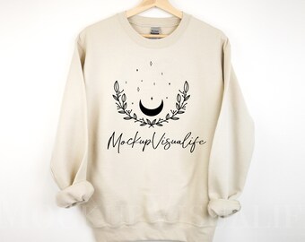 Sand Gildan 18000 Mockup Sand Crewneck Sweatshirt Mockup Lifestyle Mock Up Sweatshirt Mock up 18000 Gildan Sweatshirt Mock Up Herfst Mockup